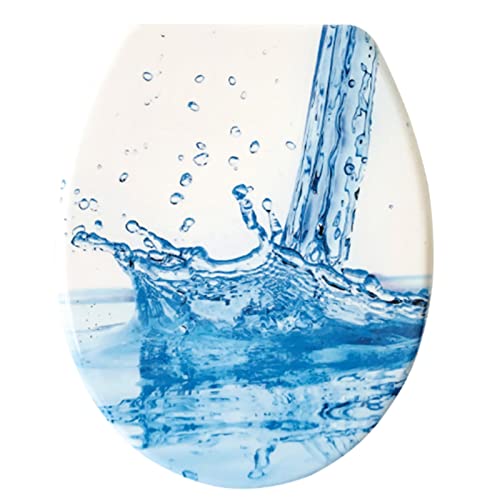M-MIAO Black Toilet Seat,Soft Close Toilet Seat,Oval Toilet Seat,Ergonomic,Stainless Steel Hinge,Easy to Install Under The Toilet,Easy Clean,Exquisite Pattern (Color : Water Drop)