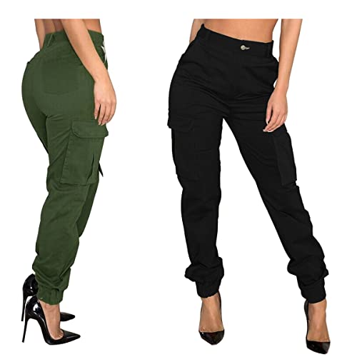 Black Cargo Pants Womens Joggers Pants With Pockets Slim Outdoor Hiking Lounge Sweatpants Athletic Works Pants #TOP6