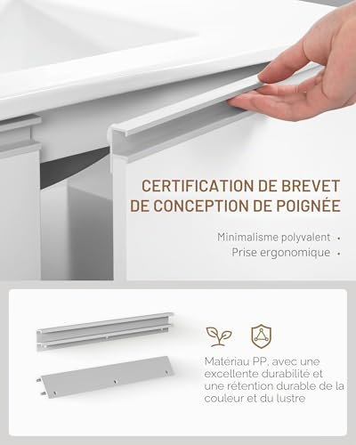Meuble lavabo suspendu céramique blanc 2 portes Hzuaneri