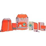 LÄSSIG 7-teiliges Schulranzen Set Kinder/School Set Flexy Unique Rosa/Neon-orange
