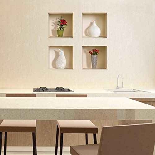 The Nisha Art Magic 3D Vinyl Removable Wall Sticker Decals Diy, Set Of 4, Red Roses And White Vase 402 #TOP2