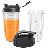 Replacement Cups Compatible with Nutribullet 600w/900w Blender Accessories by Poweka 18OZ 24OZ 32OZ Cup with Flip Top to-Go Lid Rubber Gaskets