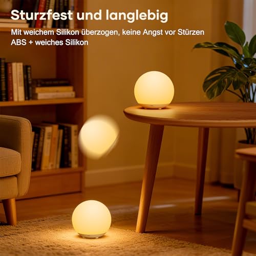 Nachtlicht Kinder, Nachttischlampe mit Touch-Steuerung, dimmbare RGB-Nachtlampe mit Speicherfunktion, 7 Farboptionen, Timerfunktion, USB-aufladbar, geeignet für Kinderzimmer, Camping und als Geschenk