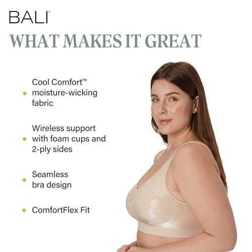 Image of Bali Women's Wireless Bras for Women - Comfort Revolution Wireless Bra - Adjustable & Supportive - Plus Size Women