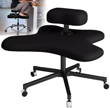 Cross Kneeling Meditation Chair Cross Legged Chair,Cross Legged Office Meditation Chair,Kneeling Chair with Wheels, Desk Home Meditation Chair,Can Bear 130kg,Meditation Chair Office,Black