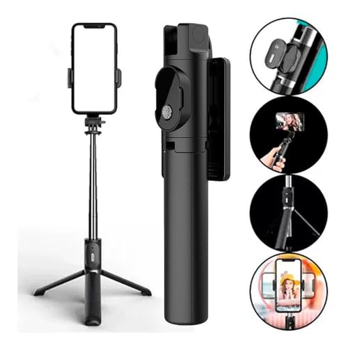 Bastão Pau de Selfie Mini Tripé e Monopé Retrátil 3 em 1 com Controle Disparador Remoto Bluetooh Cel