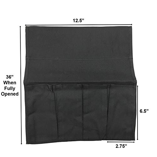 Huji Sofa Chair Armrest Bedside Caddy With Four Pocket Organizer For Remotes And One Hidden Pocket For Books And Magazines - 37” L X 12.50” W (1) #TOP3