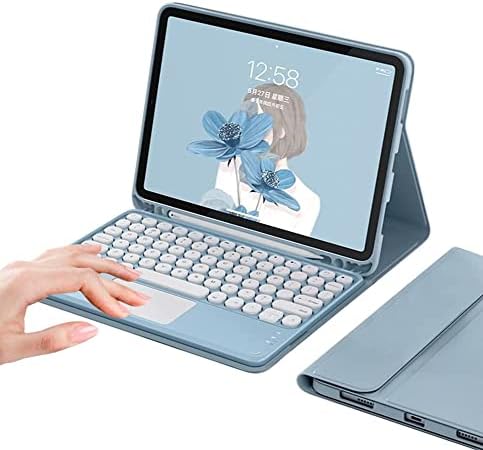 PboyiqiS iPad Air 5 2022/Air 4 2020 Case with Keyboard, Trackpad Detachable Keyboard with Pencil Holder -Wireless Bluetooth Touchpad Keyboard Cover for 10.9 inch iPad air 5th/4th Generation, Sky Blue