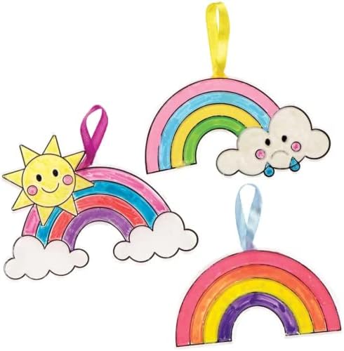 Baker Ross FE148 Rainbow Suncatcher Craft - Pack of 10, Stained Glass Effect For Kids to Decorate and Display for Arts and Craft Activities