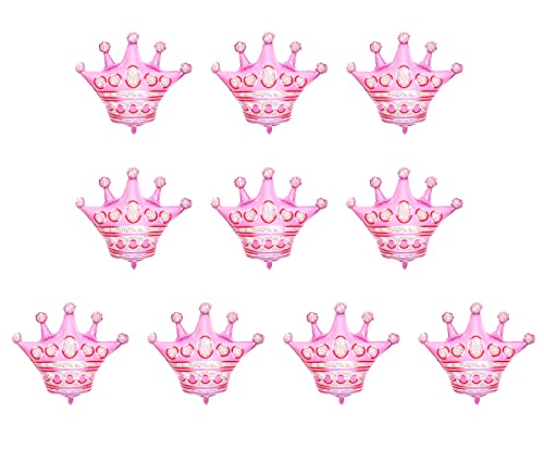 10 Pcs Jumbo Foil Crown Balloons Large 30 Inches Foil Helium Crown Balloons for Birthday Wedding Party Decorations (Pink)