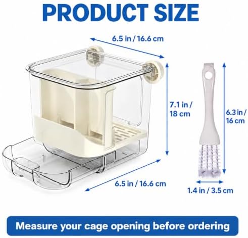 Bird Feeder for Cage, No Mess Bird Seed Food Container with Cleaning Brush — 사진 6