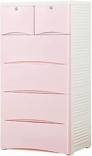 Cajonera de plástico para niños con cajones (3 capas), color rosa