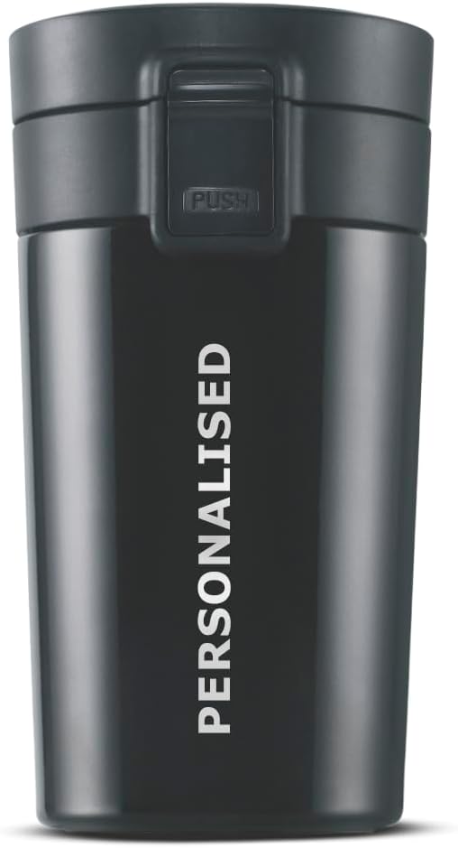 Borosil Coffeemate 300 ml Personalised/Customized Mug with Engraved Name & Logo | Stainless Steel Vacuum Insulated Flask, Black | 8 Hrs Hot & 14 Hours Cold | Ideal for Personal & Corporate Gifting
