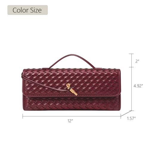 Image of JYG Woven Handbag for Women Fashion Evening Shoulder Bag PU Leather Handmade Clutch Purse Casual Crossbody Bags