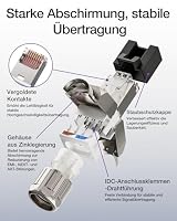 VCELINK Netzwerkstecker Cat7 werkzeuglos, RJ45 Stecker geschirmt – Ansicht 7