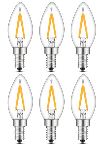 6個入 LED フィラメント電球 C7 2W 120LM E12口金 2700K-3000K暖色ウォームホワイト 100-130V AC 小型電球 (2W)…
