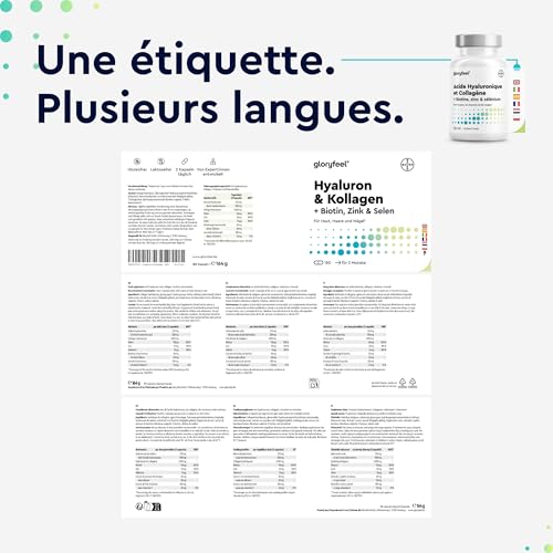 Collagene Type 1 & 3 avec Acide Hyaluronique, 180 Gélules, Enrichi en Vitamines A & C, Biotine, Zinc & Sélénium, 1000mg de Collagène Hydrolysé, Anti-âge et pour les Articulations, Testé en Laboratoire – vue 8