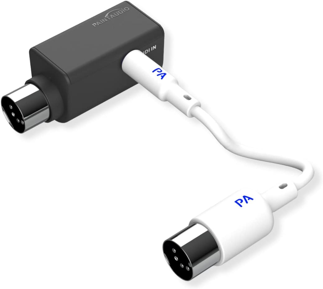 PAINTAUDIO Wireless MIDI Adapter, MIDI Mate Ultra Low Latency Adapter for Synthesizer Digital Wind Guitar Pedal Digital Piano Keyboard to MIDI Devices, Mac OS/iOS Devices