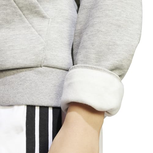 Adidas Women's Essentials LINEAR Fleece Hoodie, medium Grey Heather/Black, M