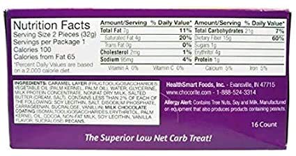 Chocorite - Diet Bar | Milk Chocolate Pecan Clusters | High Fiber, Low Calorie, Low Carb, Low Fat, Low Sugar, (16/Box) #TOP1