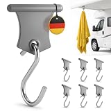 SCHMITZ.Tools Kederleisten Haken 6er Set - Kederhaken/Markisenhaken für Kederschiene, Camping Zubehör für Wohnwagen & Wohnmobil, Ideal für Lampen, Handtücher, Kleidung und Dekoration (Grau)