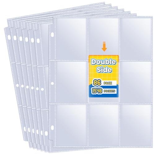 1548 bolsos para cartões colecionáveis de dois lados, folhas Fabmaker com 9 bolsos para fichário de