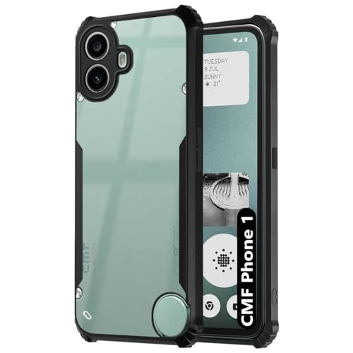 Fashionury Shockproof Crystal Clear Back Cover Case for CMF by Nothing Phone 1 | 360 Degree Protection | Protective Design | Transparent Back Cover CMF Phone 1 (Black Bumper)- Best and cheap mobile covers in India
