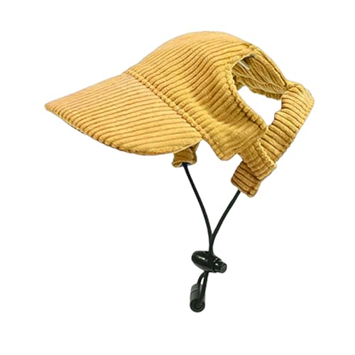 Dog Baseball Cap, Dog Cat Summer Beach Visor Hat with Ear Holes, Adjustable Puppy Sunbonnet Headdress (Yellow, Small) by Symphonyw - Used condition - US$8.90
