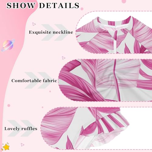 ALAZA Toddler Swimsuit Girl Bathing Suit Swimwear Rash Guard Tropical Leaves Long Sleeve 3T4