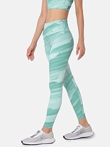 Image of CULT High Waist Running Tights with Side Pocket | Geometric Print | Breathable | Moisture-Wicking | Curved Hem