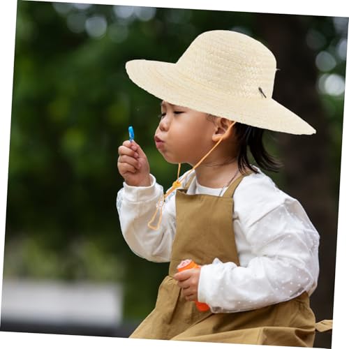 Childrens Sun Hat for Boys and Girls DIY Wheat Straw Beach Hat Uv Protection Comfortable Outdoor Straw Cap Beige4