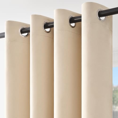 Thermovorhang Topfinel Beige Verdunklungsvorhänge 140×240 cm 2er Set