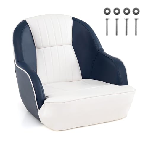 HOMASIS Chaise de bateau rembourrée avec dossier et accoudoirs, siège pour bateau imperméable en...