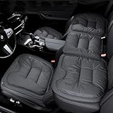 Ywooon Sitzkissen Auto, Premium Nappa Leder Sitzkissen Autositzschoner Atmungsaktiv (Schwarz, 5 Stück)