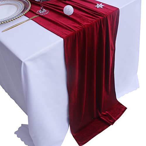 JINVASE Velvet Table Runner ,Soft Luxurious Fall Table Runners 120 Inches Long,for Wedding Bridal Shower Thanksgiving Decoration, Valentine's Day, 20*120 Inches, Burgundy by JINVASE - Image 6