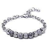 Aotiwe Juego de pulseras para mejor amigo, pulseras de cuentas elegantes de acero inoxidable, 21cmx8mm, Acero inoxidable, Circonia cúbica