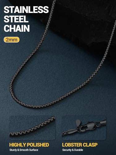 Image of PROSTEEL Stainless Steel Flat Box Link Chain Necklace for Men
