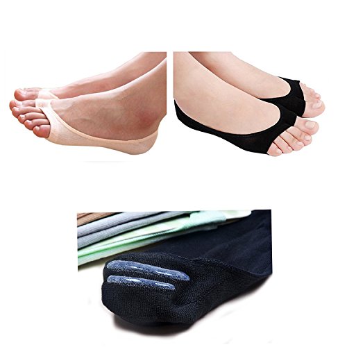 seven wolves Womens Peep Toe Socks 6 Pairs, Toeless Cotton No Show Socks Non Slip Shoe Liner2