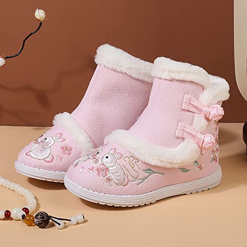 Short Boots For Toddler Gilrs Cloth Shoes Rubber Sole Warm Winter Snow Boots Embroidery Print Size 8 Toddler Girl Boots2