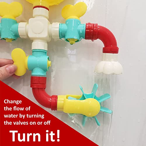 Mightybee Bath Toy - Toddler Bath Toys For Kids Ages 4-8, Engaging Stem Bathtub Toys - Original Pipes N Valves Set - 12 Pieces #TOP4