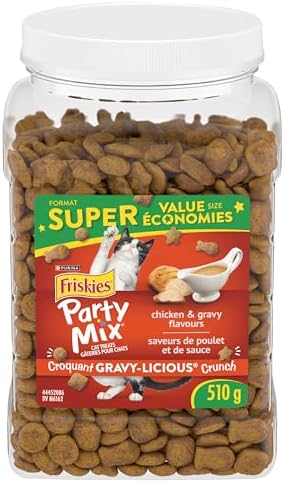 Friskies Party Mix Cat Treats, Gravy-Licious Crunch Chicken 510g (3 Pack) - 1