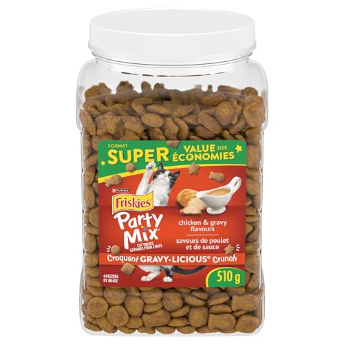 Friskies Party Mix Cat Treats, Gravy-Licious Crunch Chicken 510g (3 Pack)