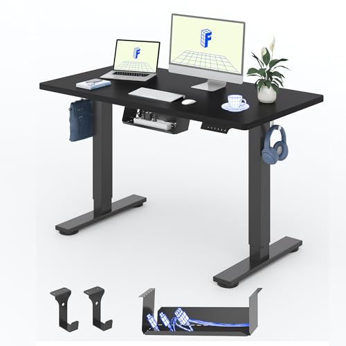 FLEXISPOT EG1 Escritorio de Pie con Tablero (Negro, 100X60x1.6cm), Standing Desk, Escritorio Eléctrico Ordenador Mesa Gaming Ajustable en Altura con Tecla de 2 Botones Inteligente