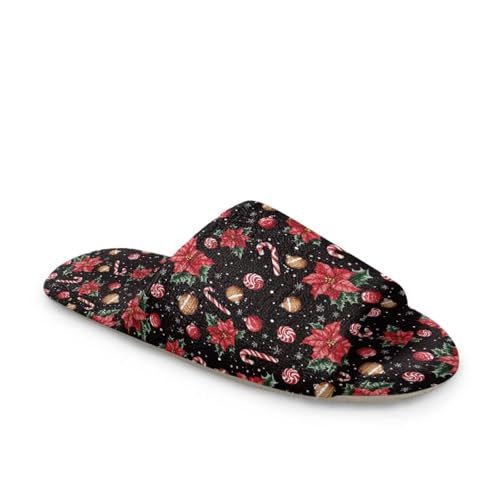 Forchrinse Christmas House Slippers for Women Men Comfortable Flannel Open Toe Slippers Reusable Guest Shoes