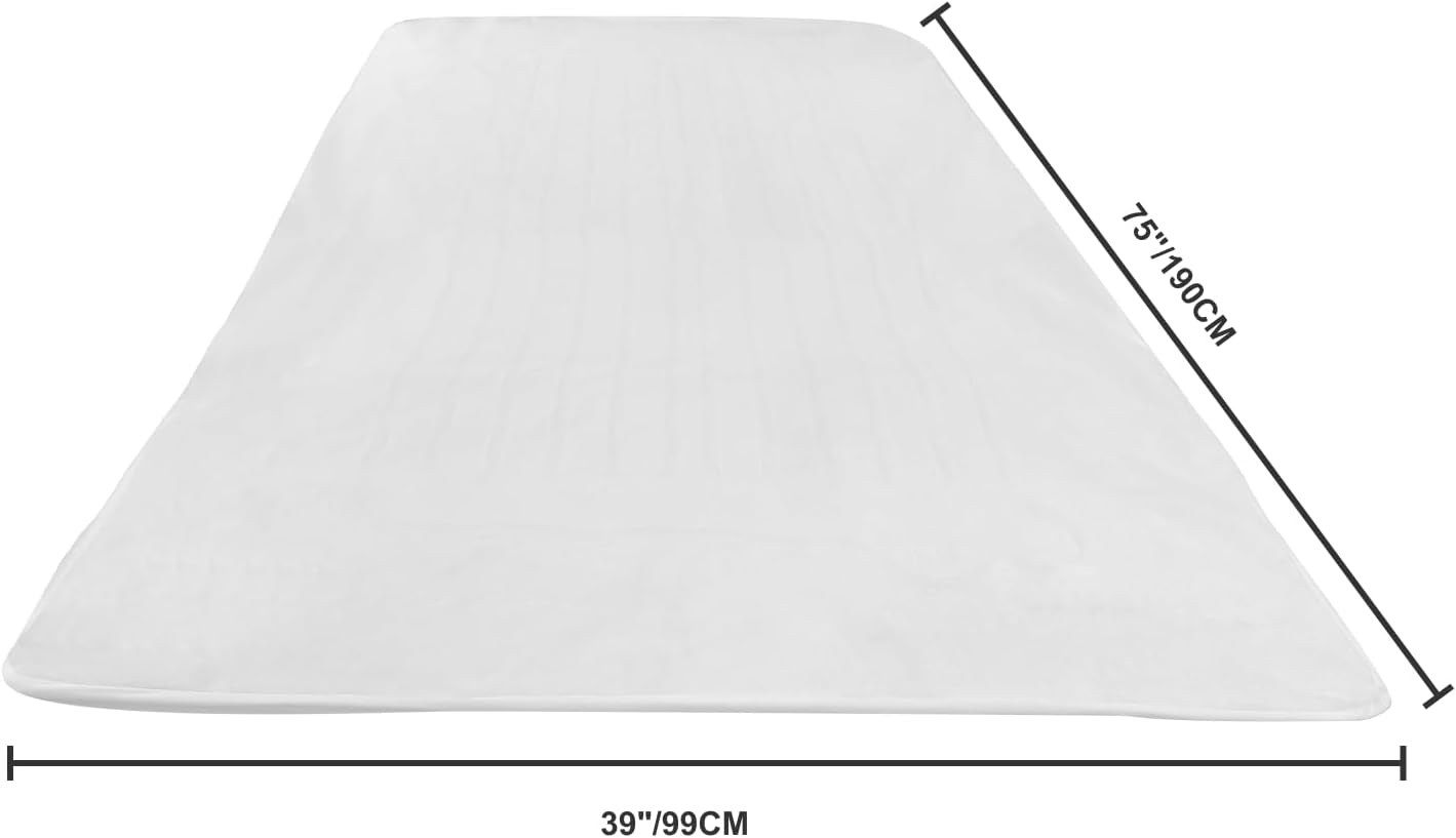 Happybuy Heated Blanket, 39 x 75 in, Electric Bed Warmer with 1-5 Heat Controls, 10-Hour Auto Shut Off, Machine Washable, Constructed of Breathable Coral Fleece, Great for a Cozy Bedtime, White