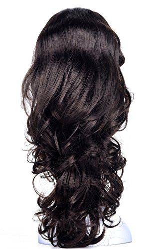 Onedor 23" Curly Hair Women Ladies 3/4 Half Wig Premium Japanese Synthetic fibers Wigs with Secured Mesh Head Cap (R4)