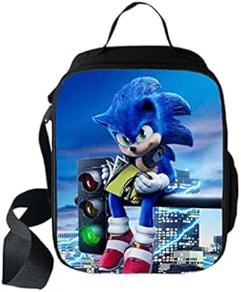 Bonamana Sonic Lunch Bag 3D Printed Anime Digital Pattern Shoulder Bag Insulated Food Container Thermal Lunch Tote Bags Leak-Proof Cooler Bag (City Reading)