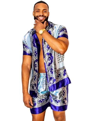 Ensemble en Soie Pour Homme Le Blue Chic Baroque pour un Sommeil Réparateur