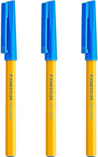 STAEDTLER Fine 0.3mm 430 Stick Ballpoint Pens Writing Pen Smooth - Black and Blue Ink (6) - Image 2