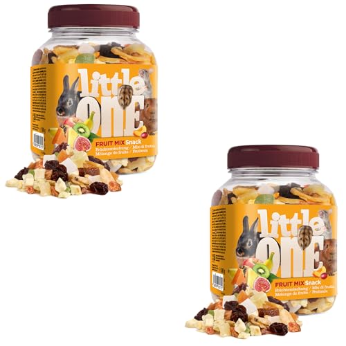 Little One Fruit Mix | Paquete Doble | 2 x 180 g | Alimento complementario para roedores y Conejos Enanos | con Frutas secas como plátano, piña, pasas, Coco y más